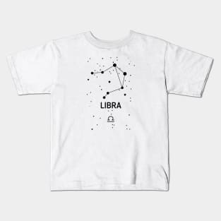 Libra Zodiac Sign Constellation (Black Print) Kids T-Shirt